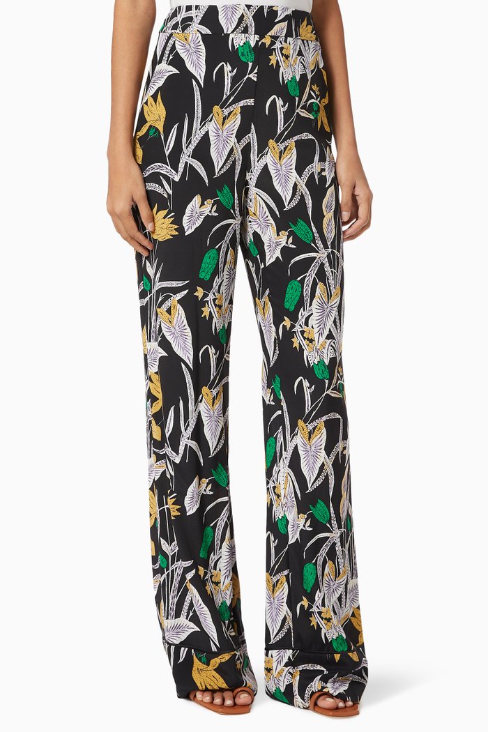 

Federica Silk Crepe De Chine Pants, Black