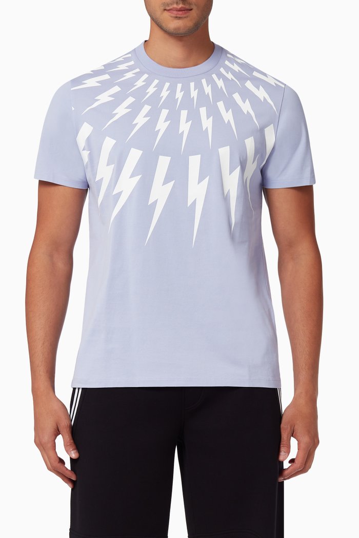 

Fair-Isle Thunderbolt T-shirt in Cotton, Purple