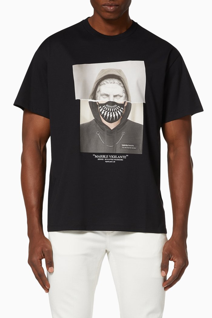 

Sculpted Warriors Cotton T-Shirt, Black