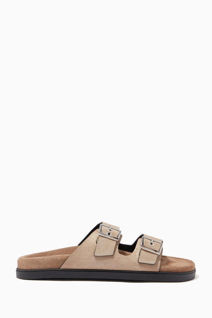 

Double Strap Sandals in Suede, Neutral
