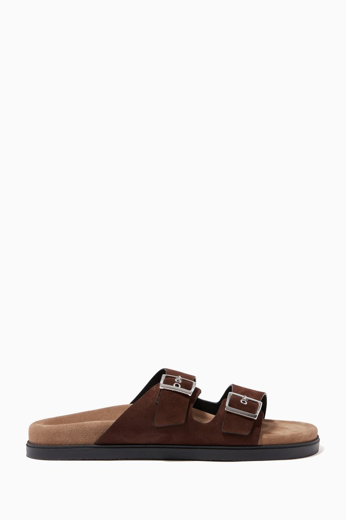 

Double Strap Sandals in Suede, Brown