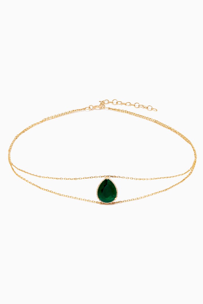 

Emerald Pendant with Diamonds Necklace in 18kt Yellow Gold, Green
