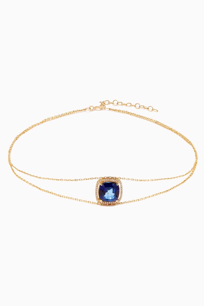 

Sapphire & Diamond Choker in 18kt Yellow Gold, Blue