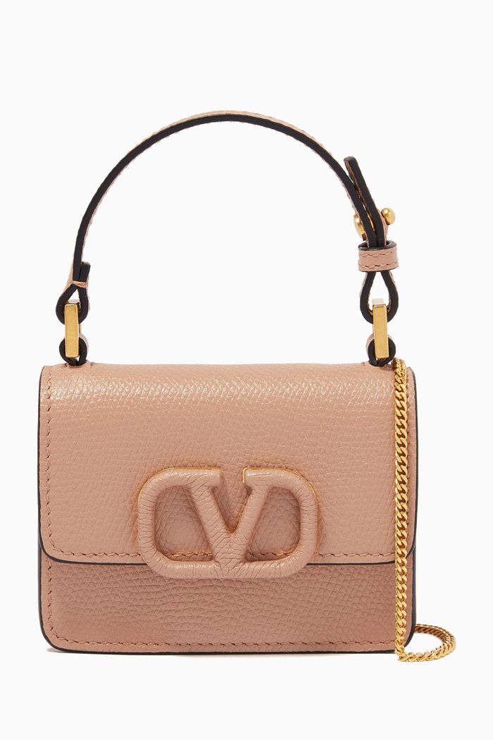 

Valentino Garavani VSLING Mini Pouch on Chain in Grainy Calfskin, Pink