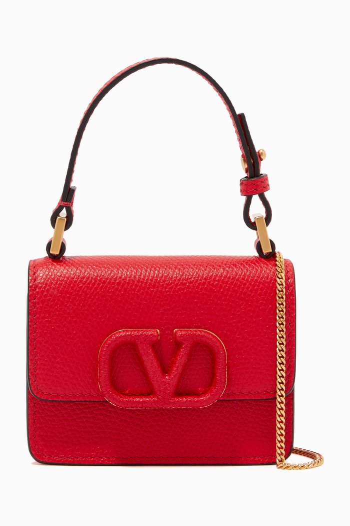 

Valentino Garavani VSLING Mini Pouch on Chain in Grainy Calfskin, Red