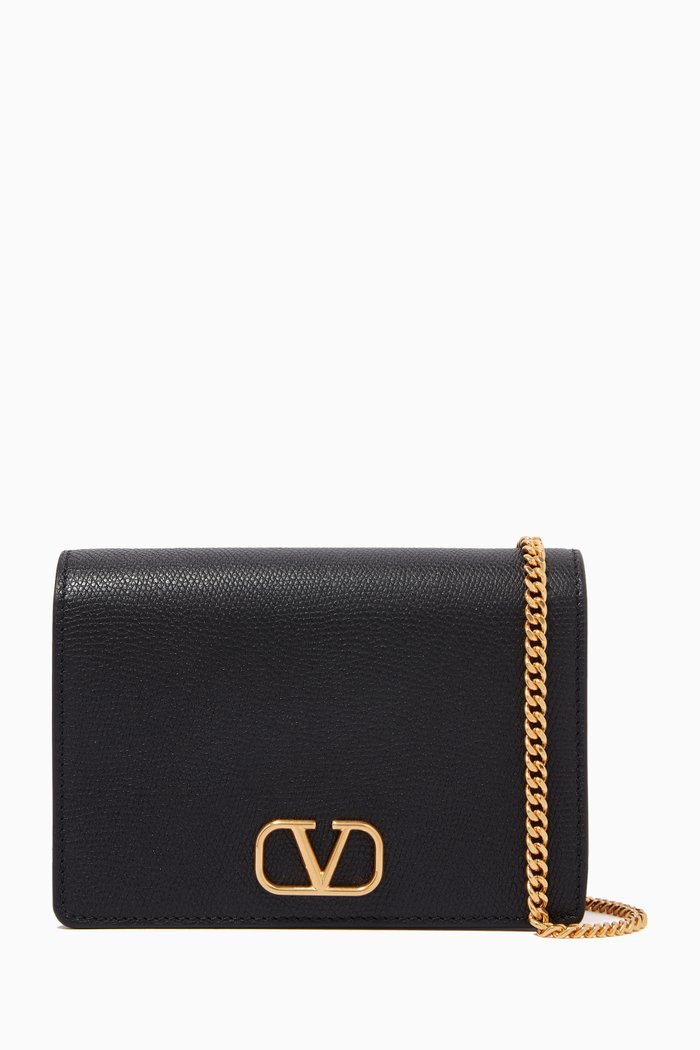 

Valentino Garavani VLOGO Pouch on Chain in Calfskin, Black