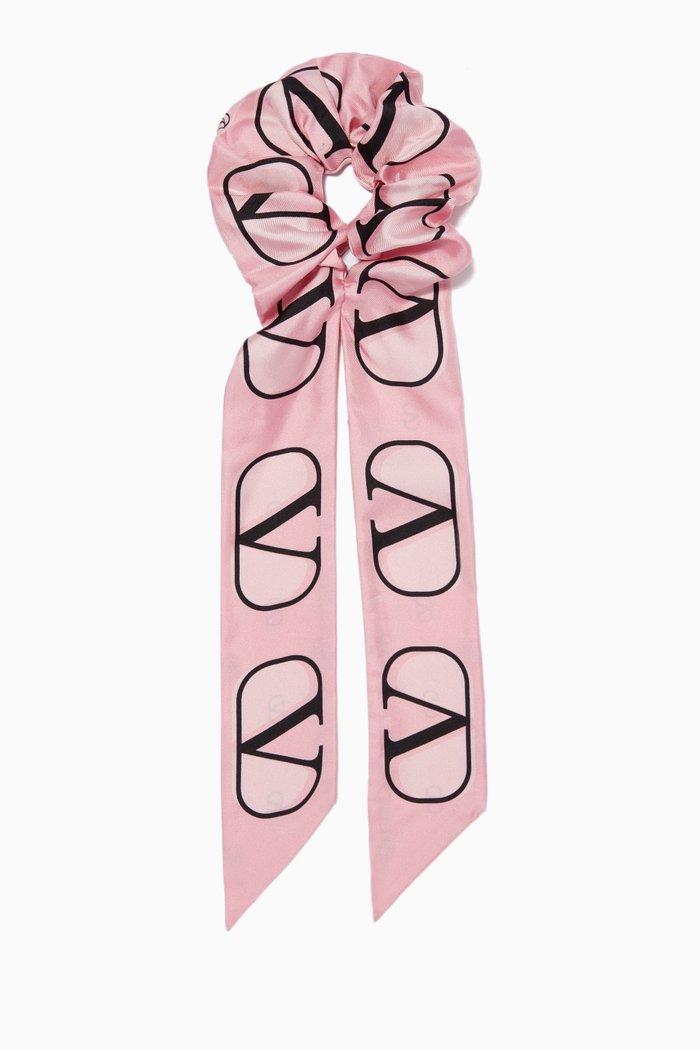 

Valentino Garavani VLOGO Scrunchie in Silk, Pink