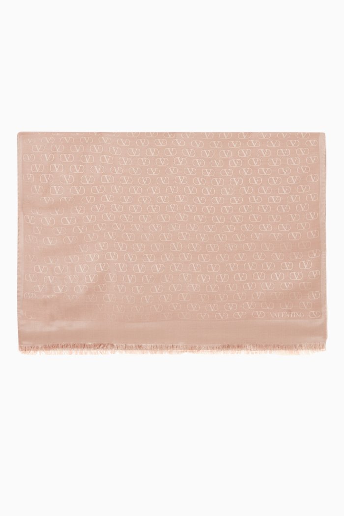 VLOGO Shawl in Lurex Jacquard, Pink