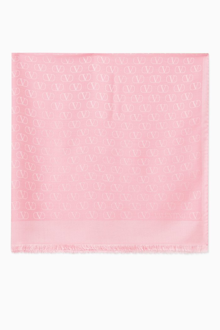 VLOGO Shawl in Lurex Jacquard, Pink