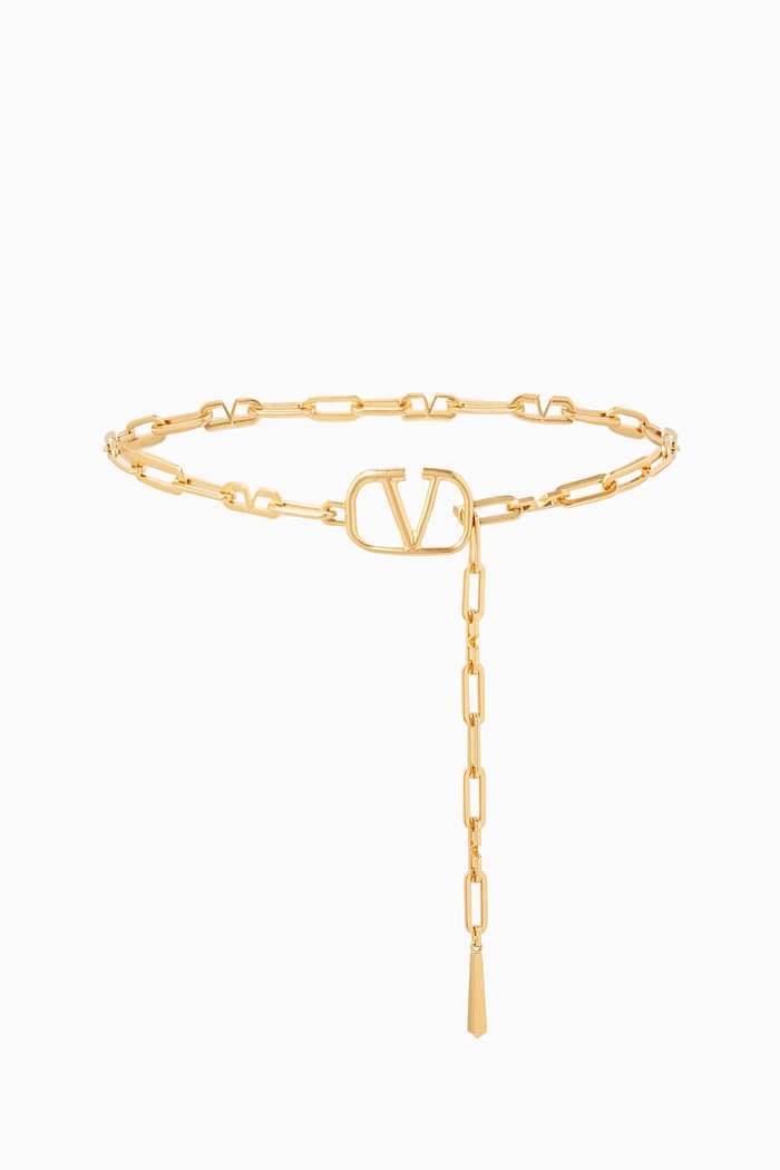 

Valentino Garavani VCHAIN Belt in Metal, Gold