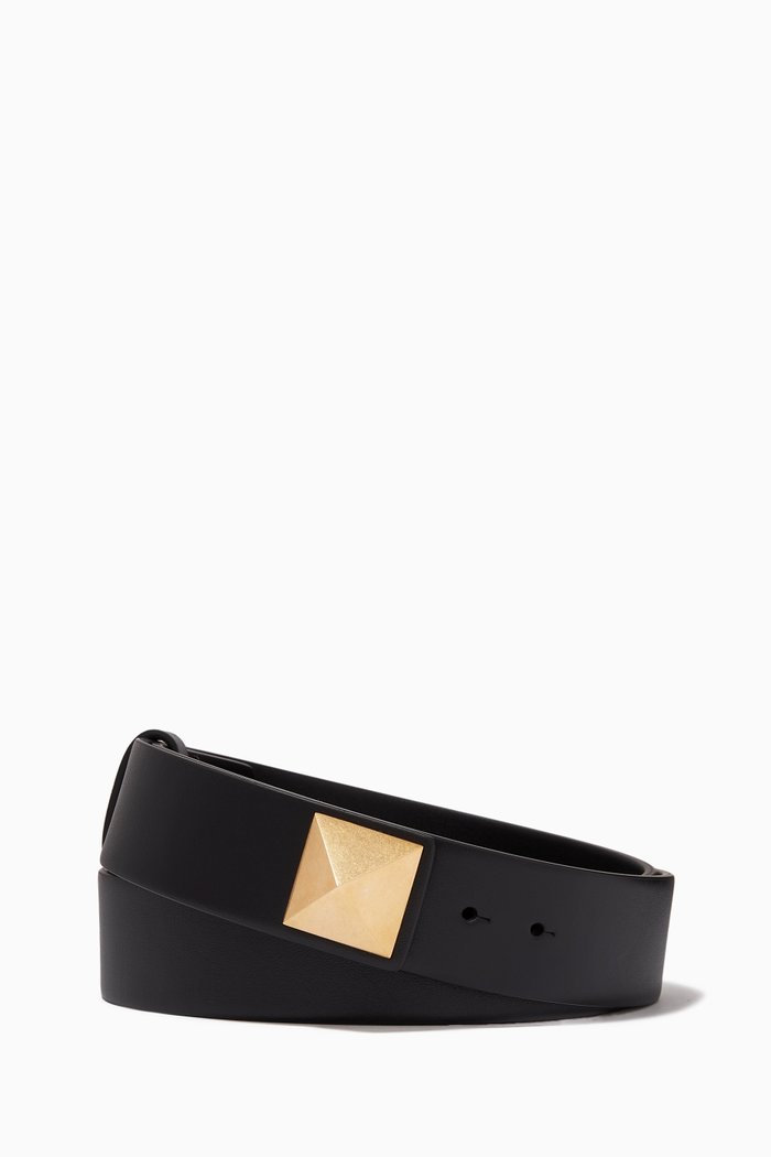 

Valentino Garavani Roman Stud Belt in Calfskin, Black
