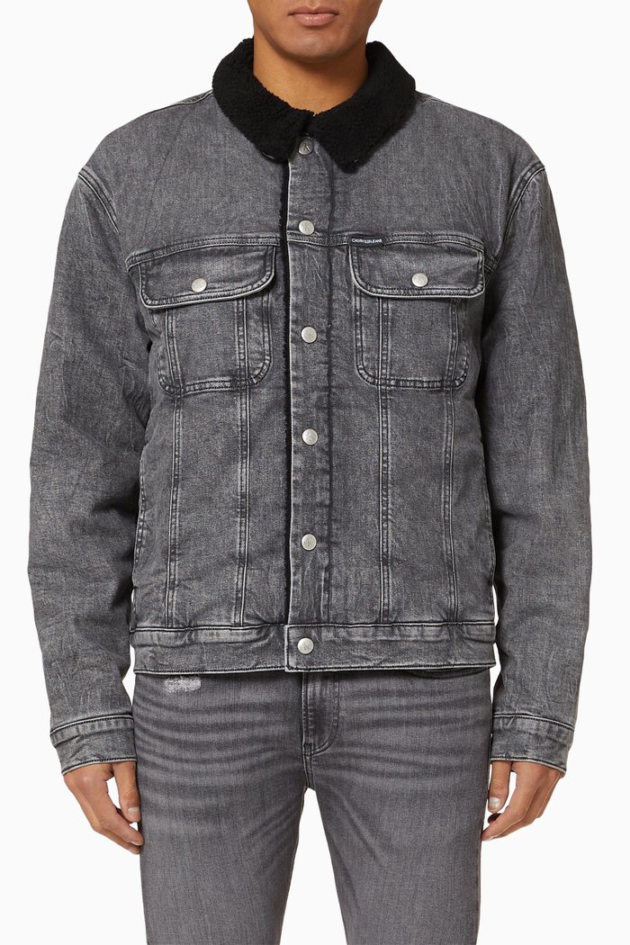 

Sherpa Denim Jacket, Grey