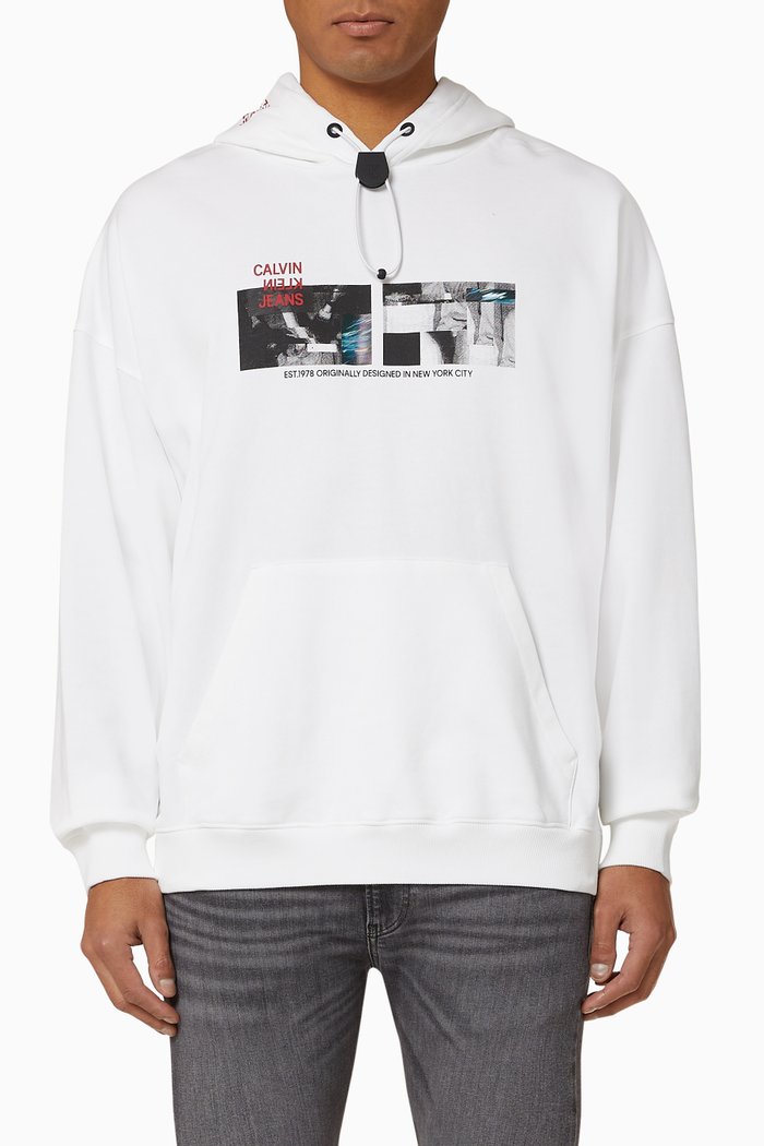 CK Photo Hooded Sweatshirt, White