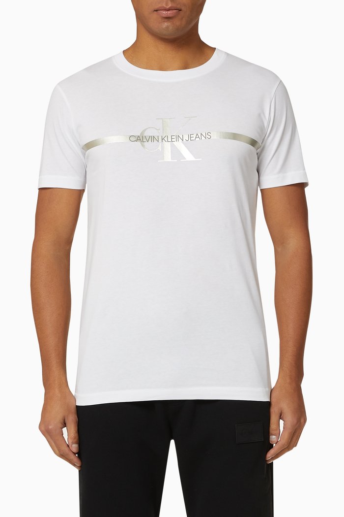 

CK Metallic Monogram Jersey T-Shirt, White