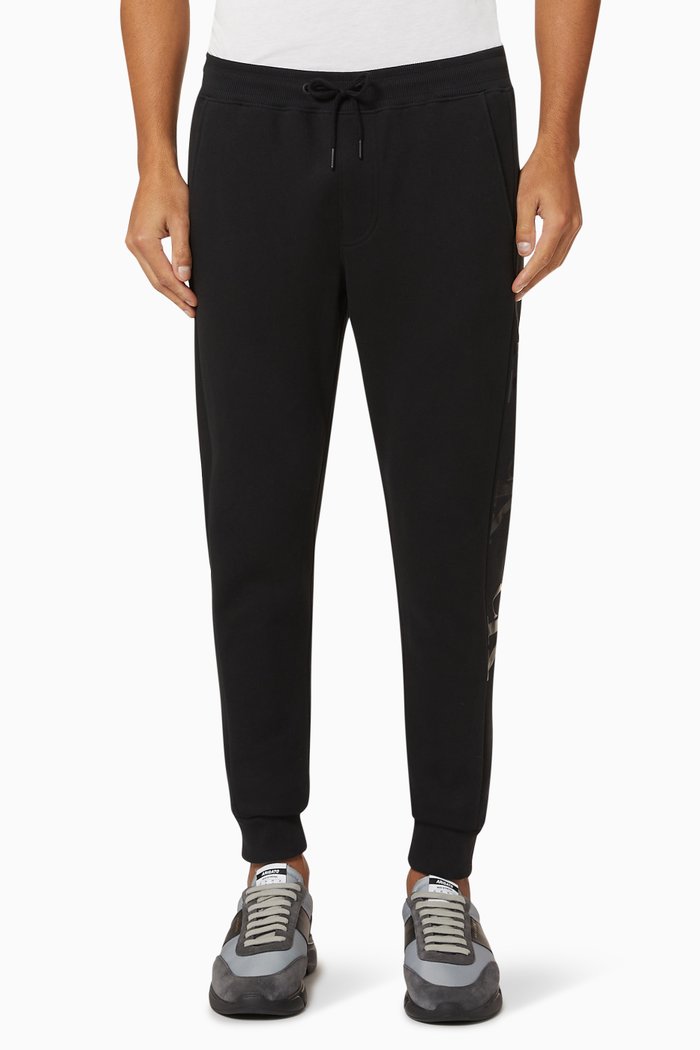 

CK Monogram Tape Fleece Joggers, Black