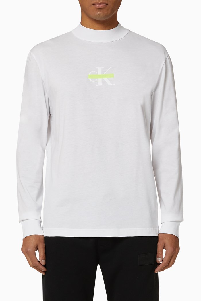 

CK Mock Neck Jersey T-Shirt, White