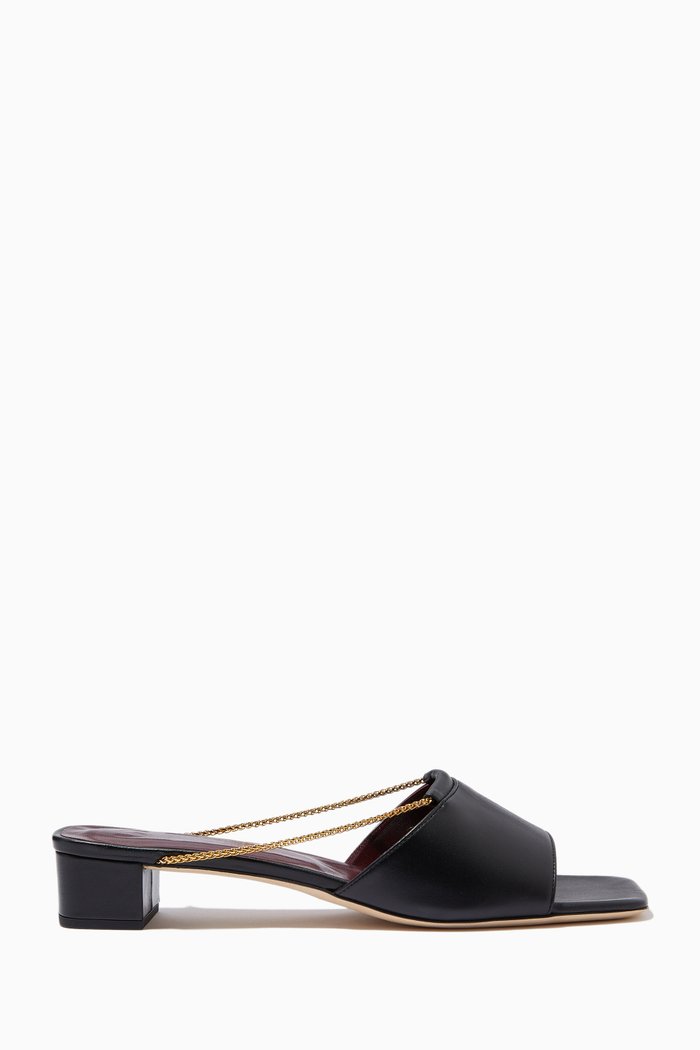 

Leah Slide Sandals in Leather, Black