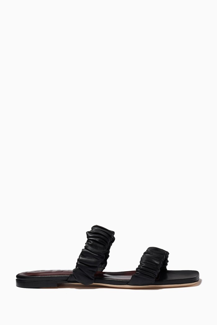 

Maya Ruched Flats in Nappa, Black