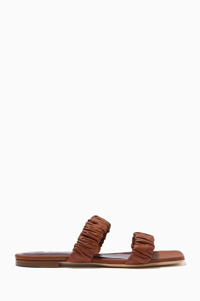 

Maya Ruched Flats in Nappa, Brown