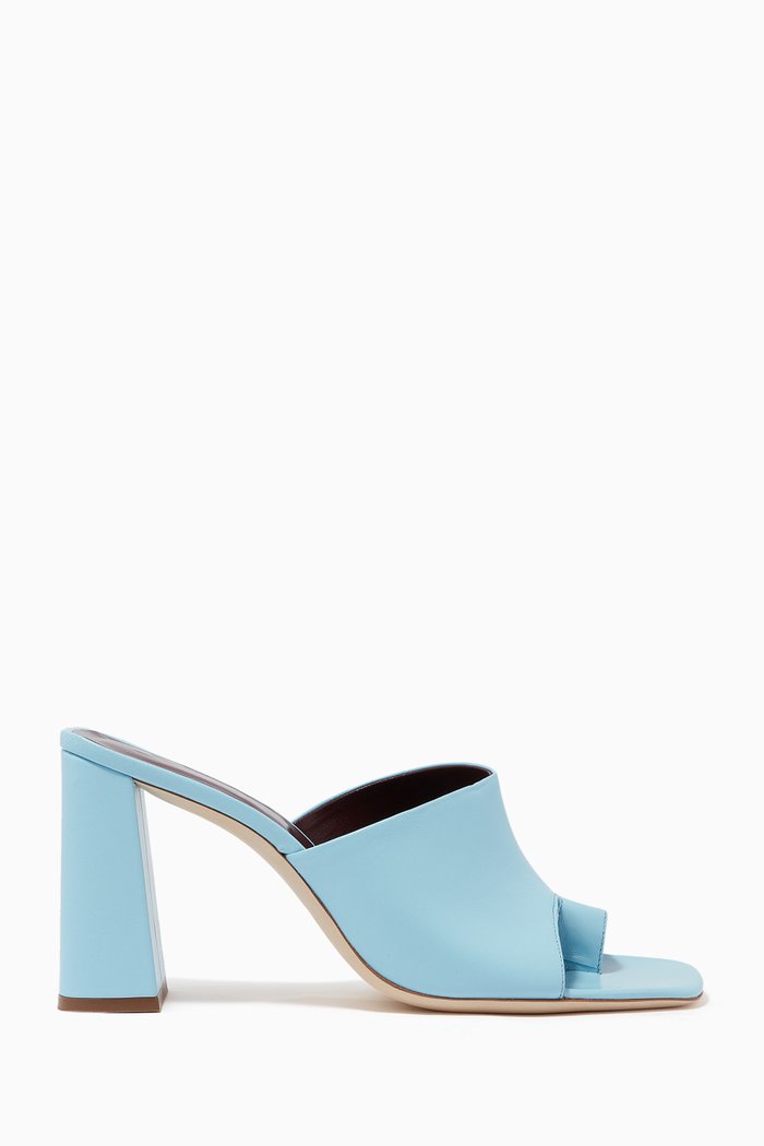 

Shae Block-Heel Mules in Nappa Leather, Blue