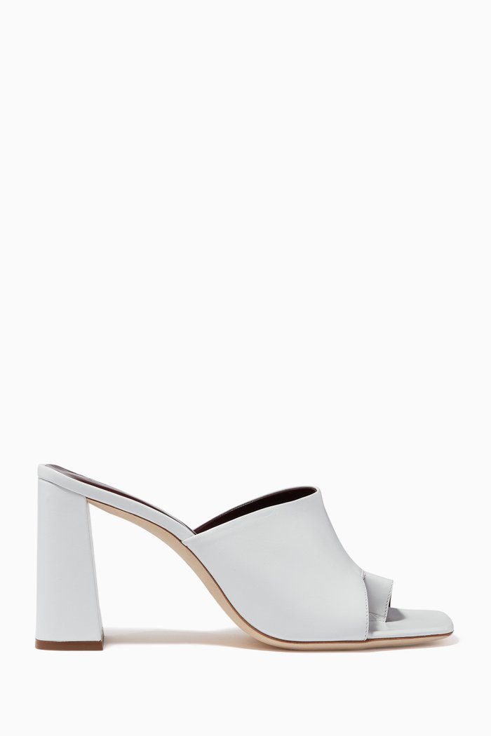

Shae Block-Heel Mules in Nappa Leather, White