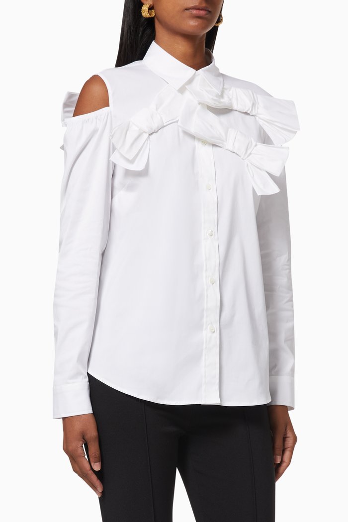 

Bow Poplin Shirt, White
