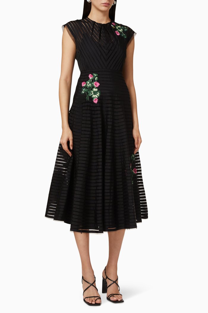 

Grosgrain Floral Dress, Black