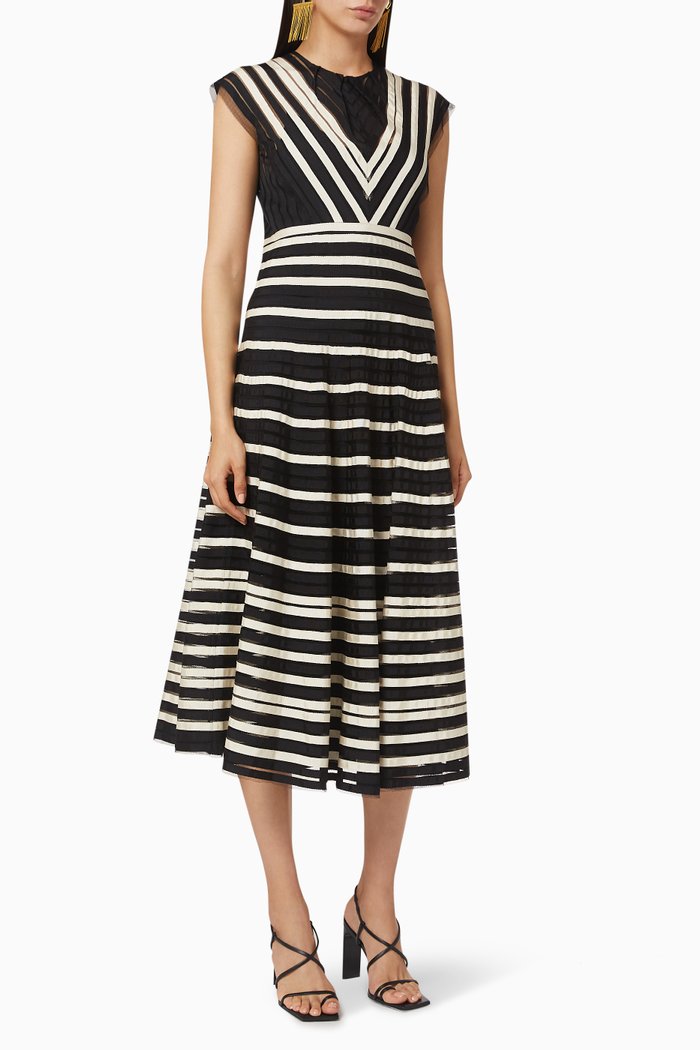 

Point d'Esprit Tulle Dress with Grosgrain Ribbons, Multicolour