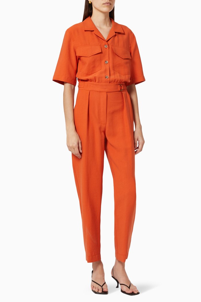 

Paige Utilitarian Jumpsuit in Tencel, Orange