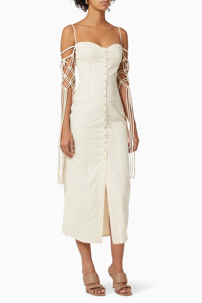 

Heather Macramé Dress in Cotton, Neutral
