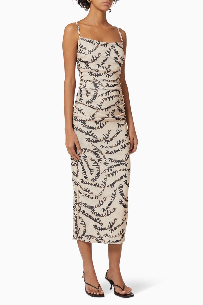 

Alexa Ruched Dress in Mesh Jersey, Black