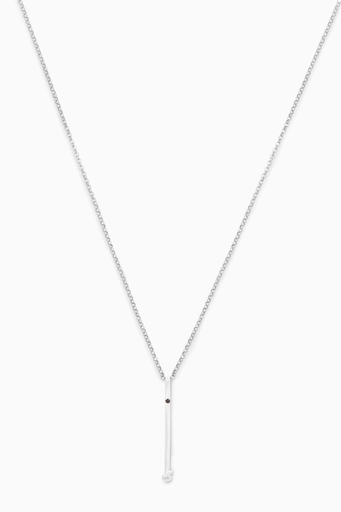 

"Alef" Pendant with Black Diamond in Sterling Silver
