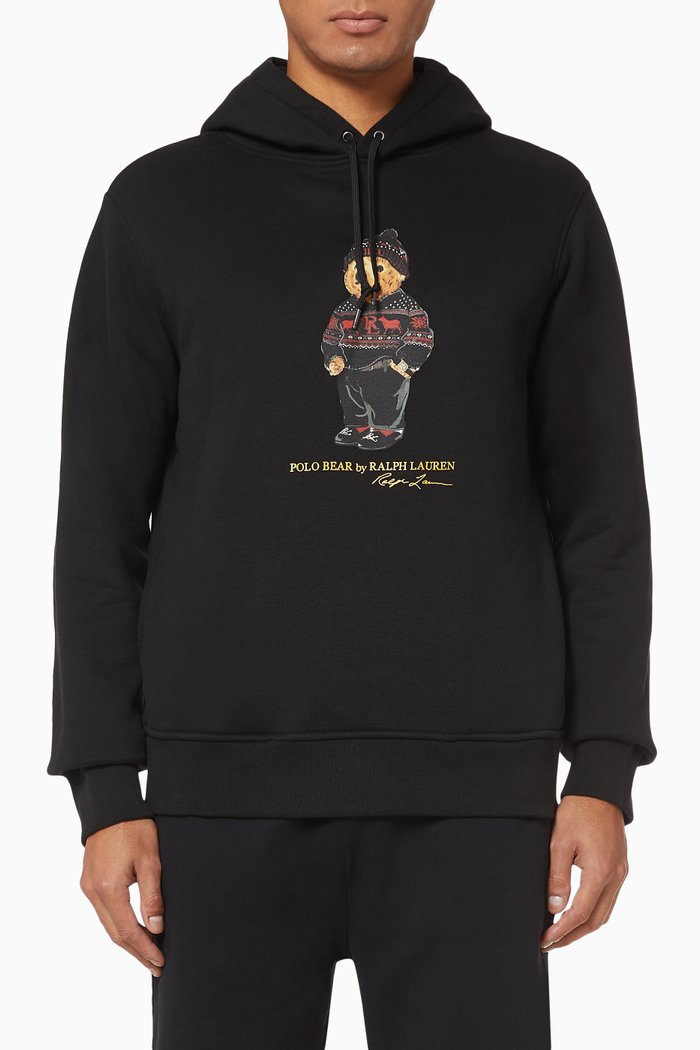 

Polo Bear Fleece Hoodie, Black