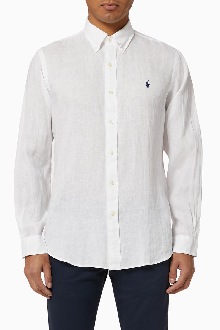 

Custom Fit Linen Shirt, White
