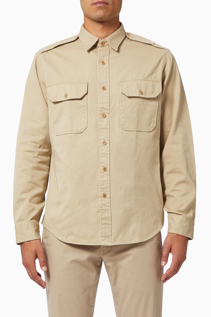 Work Shirt in Cotton, Neutral