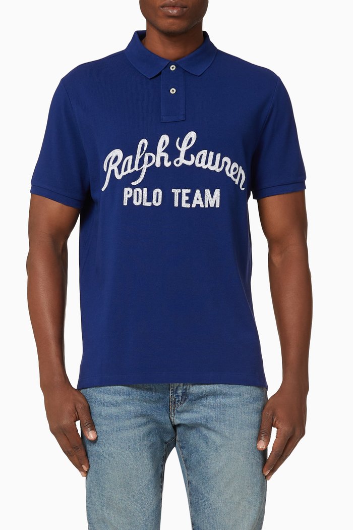 

Slim Fit Cotton Mesh Polo, Blue
