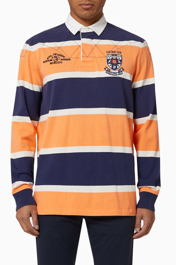 

Classic Fit Striped Cotton Rugby Shirt, Multicolour