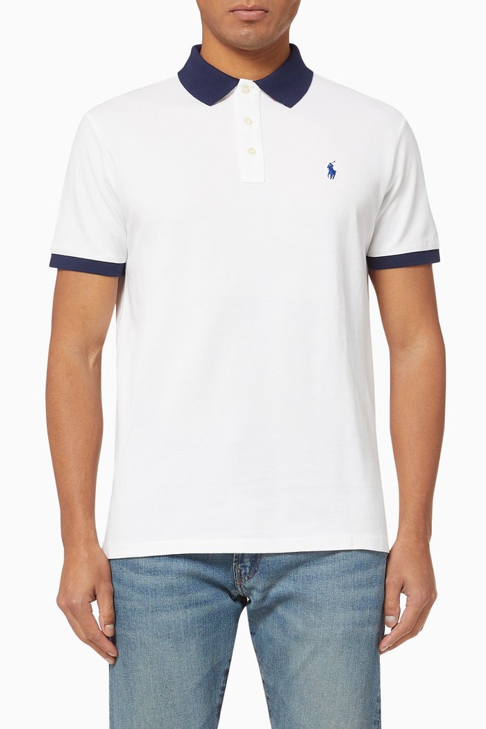 Custom Slim Fit Cotton Mesh Polo, White