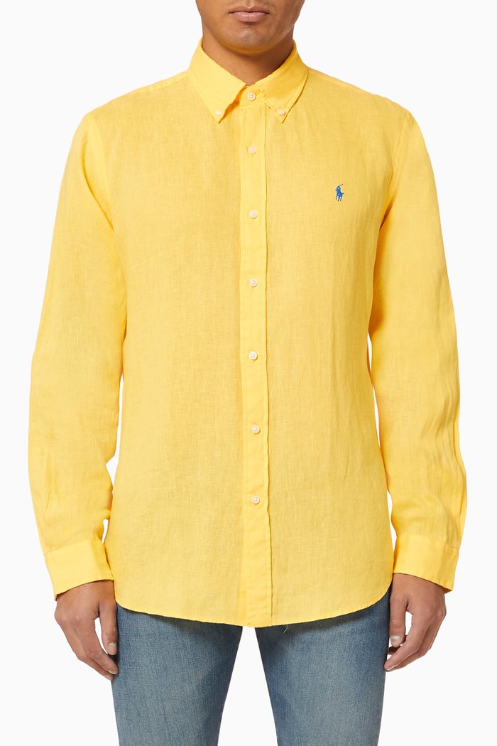 

Custom Fit Linen Shirt, Yellow