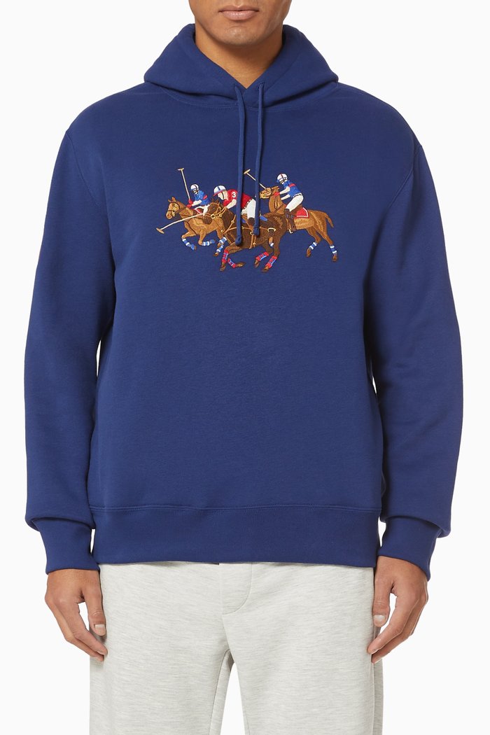 Magic Fleece Polo Match Hooded Sweatshirt, Blue