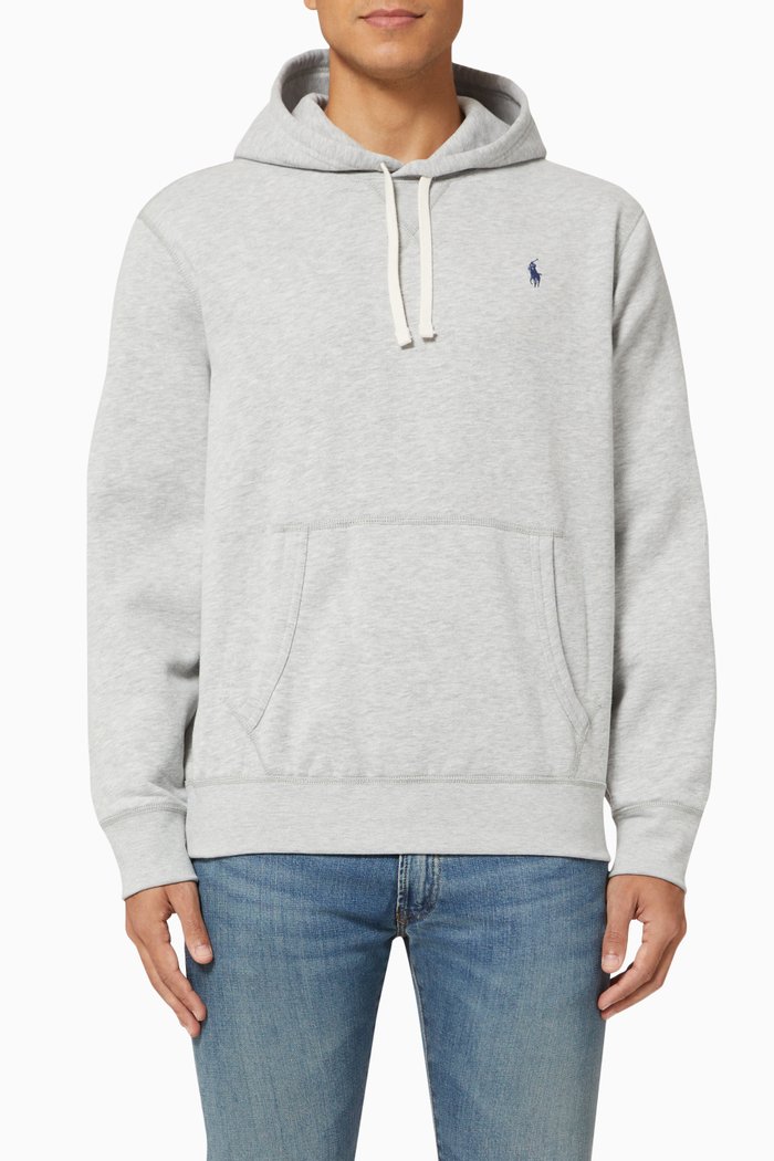 

Logo Hooded Sweatshirt in Fleece, Grey