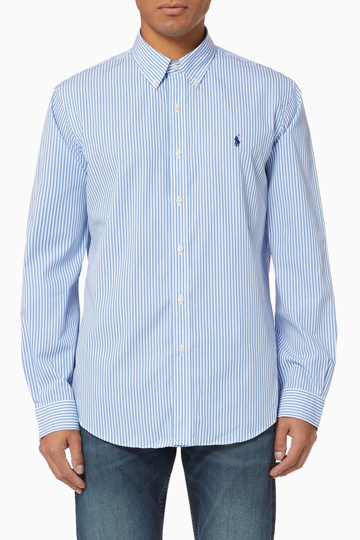 

Slim Fit Stretch Mesh Polo, Blue