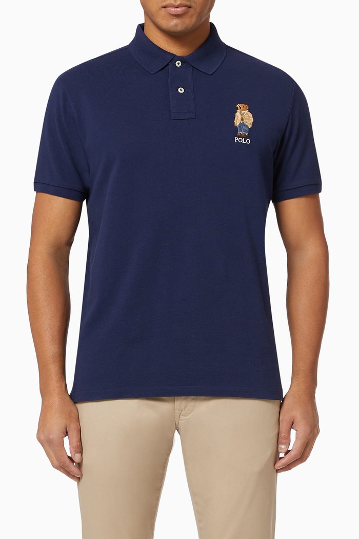 

Custom Slim Fit Polo Bear Polo Shirt, Blue
