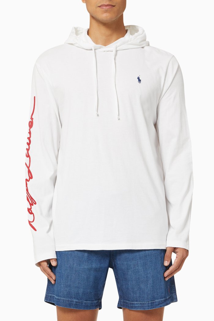 Big Pony Hooded T-shirt in Cotton, White