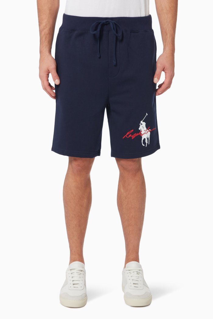 

Logo Graphic Shorts in Cotton Fleece, Blue