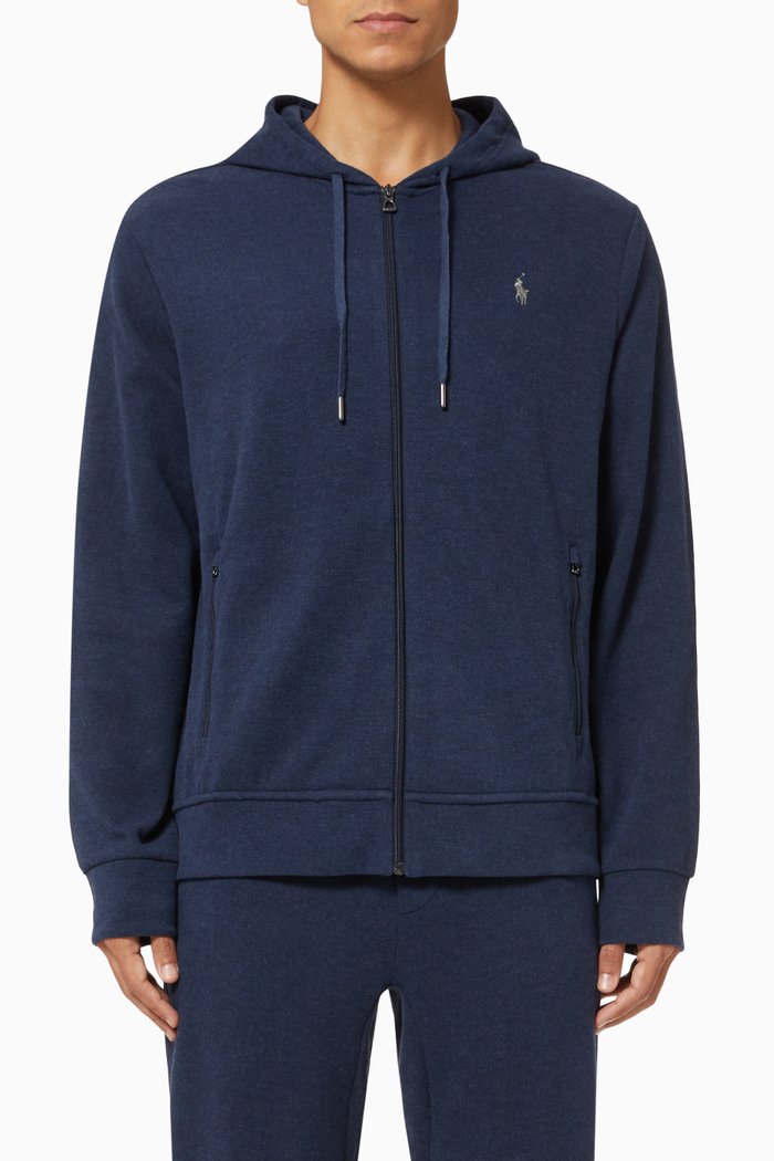 

Logo Hoodie in Cotton Blend, Blue