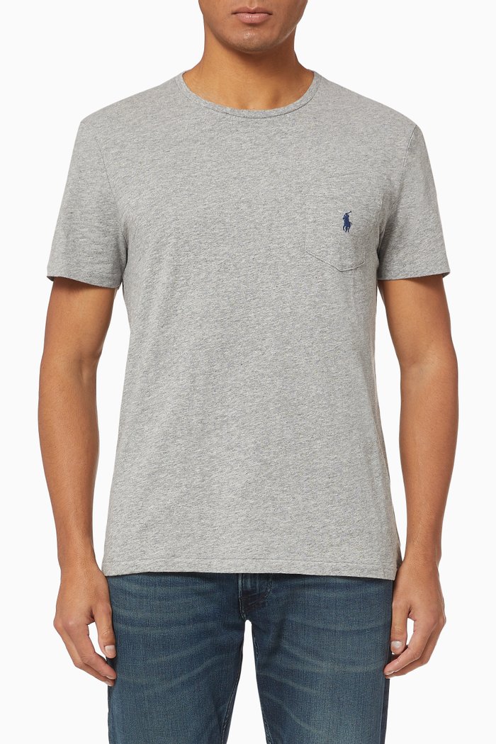 

Custom Slim Fit Pocket Jersey T-Shirt, Grey