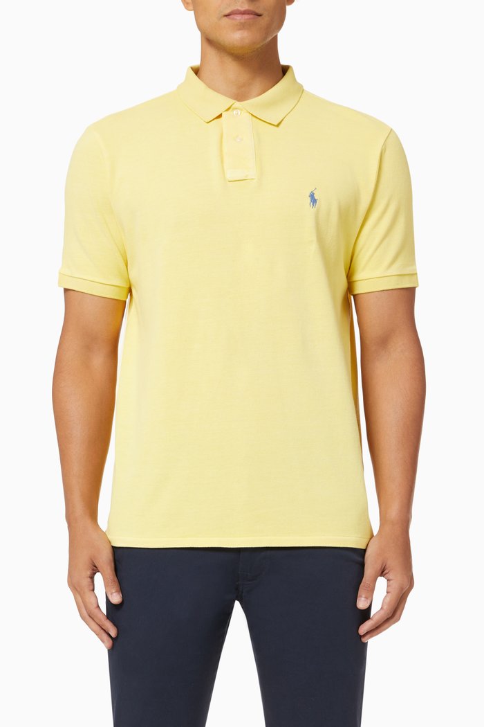 

Custom Slim Fit Polo in Cotton Mesh, Yellow