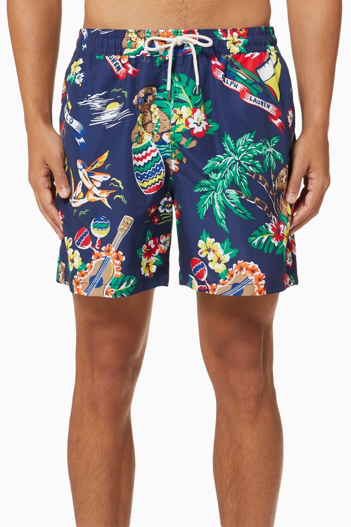 

5.5" Traveler Swim Trunks in Stretch Polyester, Multicolour