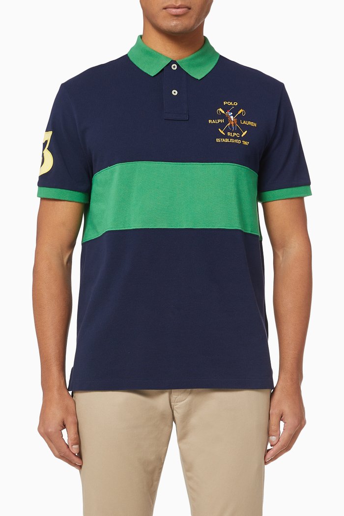 

Custom Slim Fit Cotton Mesh Polo, Blue